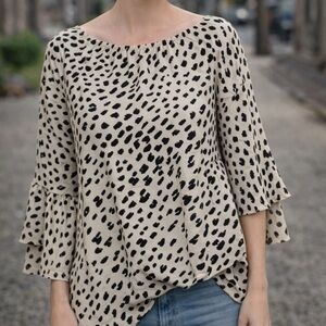 Peach Love California Black and Cream Dress. Size Small.  Like New. 100% Cotton.